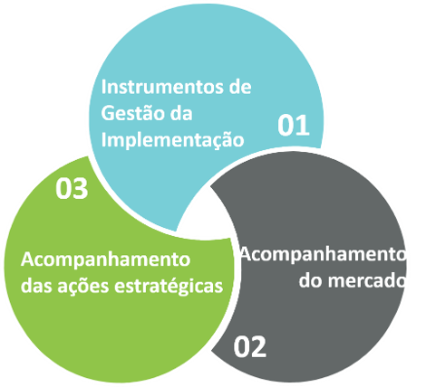 Instrumentos de gestão da implementação, acompanhamento do mercado e acompanhamento das ações estratégicas